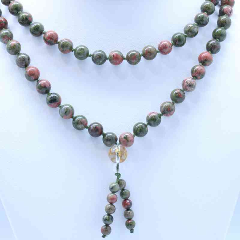 Unakite Mala Bead Necklace –  Length: 22  8mm Beads Malas 2024-07-27