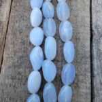Large Blue Oval Chalcedony Bead Strand Beads 2024-07-27