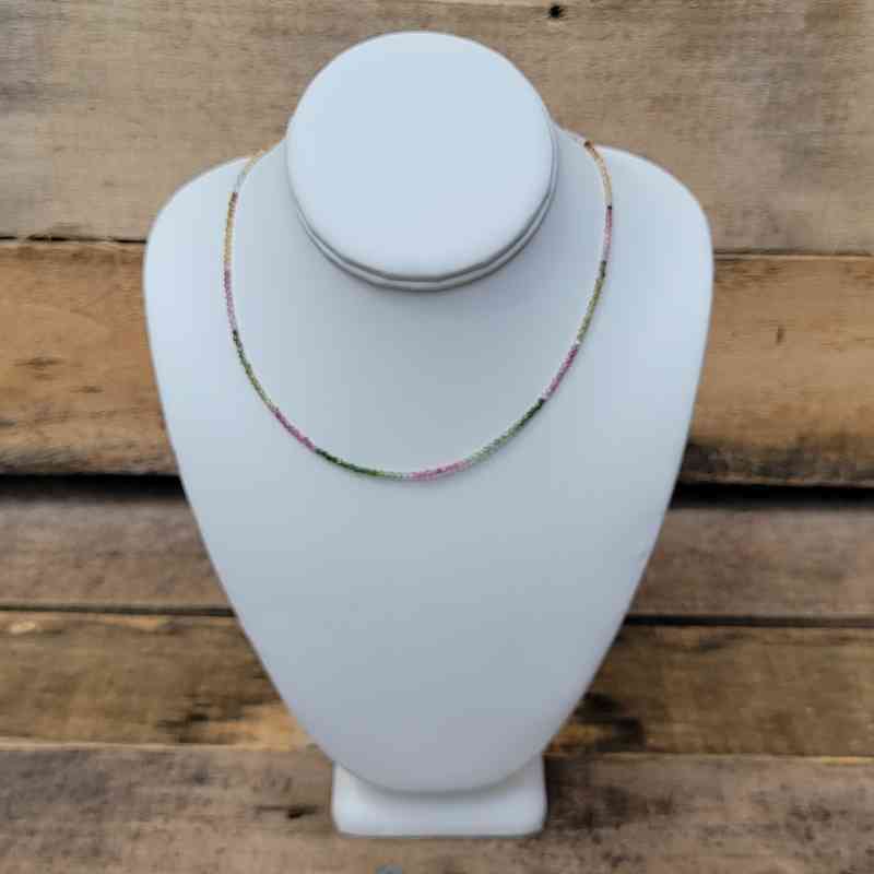 Multi-Colored Tourmaline Necklace with .925 Sterling Silver Chain Necklaces 2024-07-27