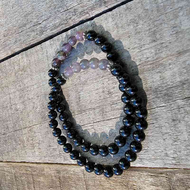 Obsidian / Amethyst Bracelet – 6mm Bracelets 2024-07-27